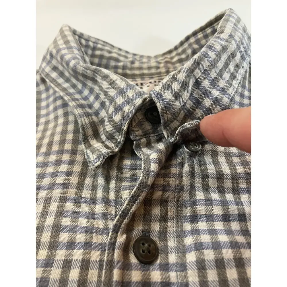 Re-Union Menswear Men’s L Plaid Button Up Shirt 100% Cotton Made Hong Kong